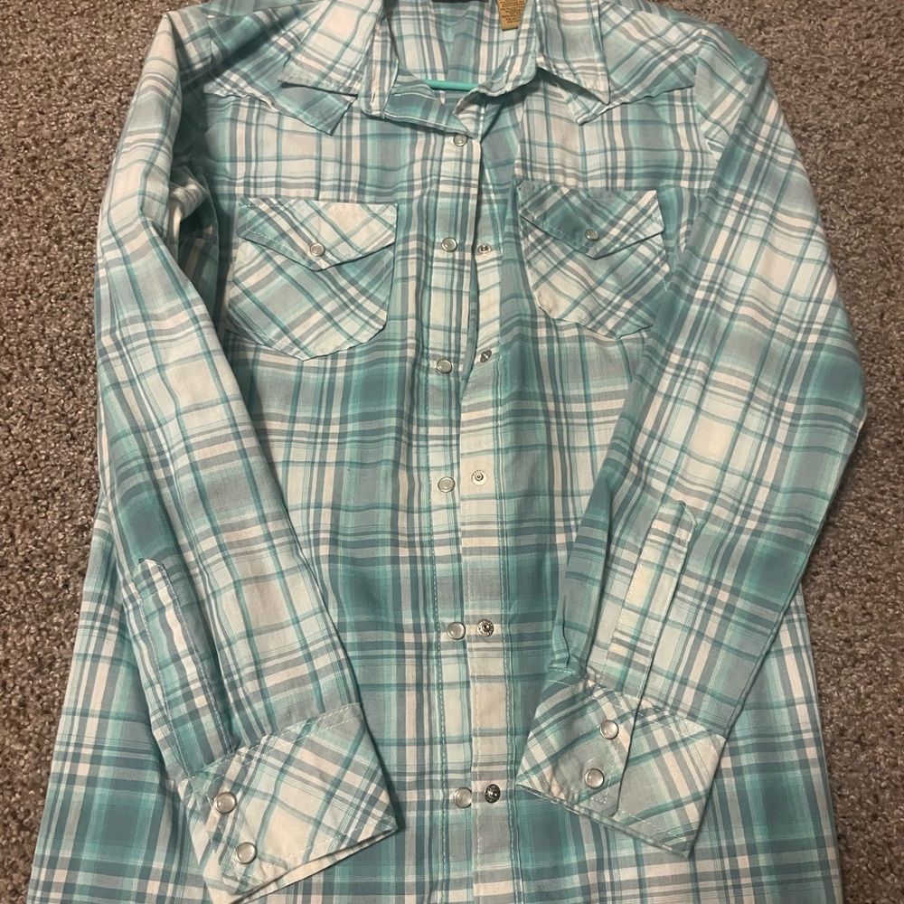 Wrangler Aqua Checkered Shirt
